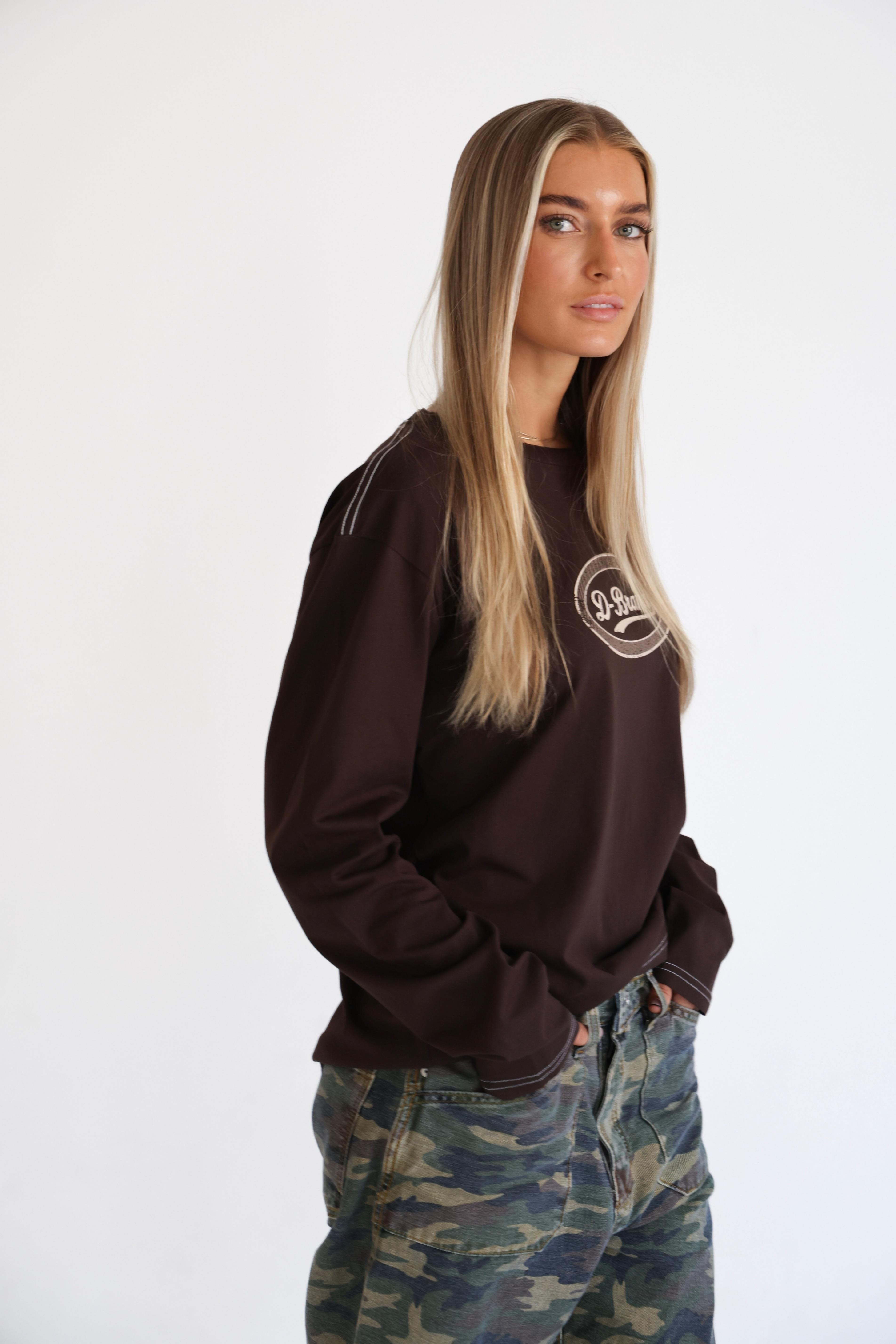 D-Brand, T-Shirts, Polos und Tops, D-Heritage Longsleeve, ESPRESSO, Braun, 212153, 212153-218