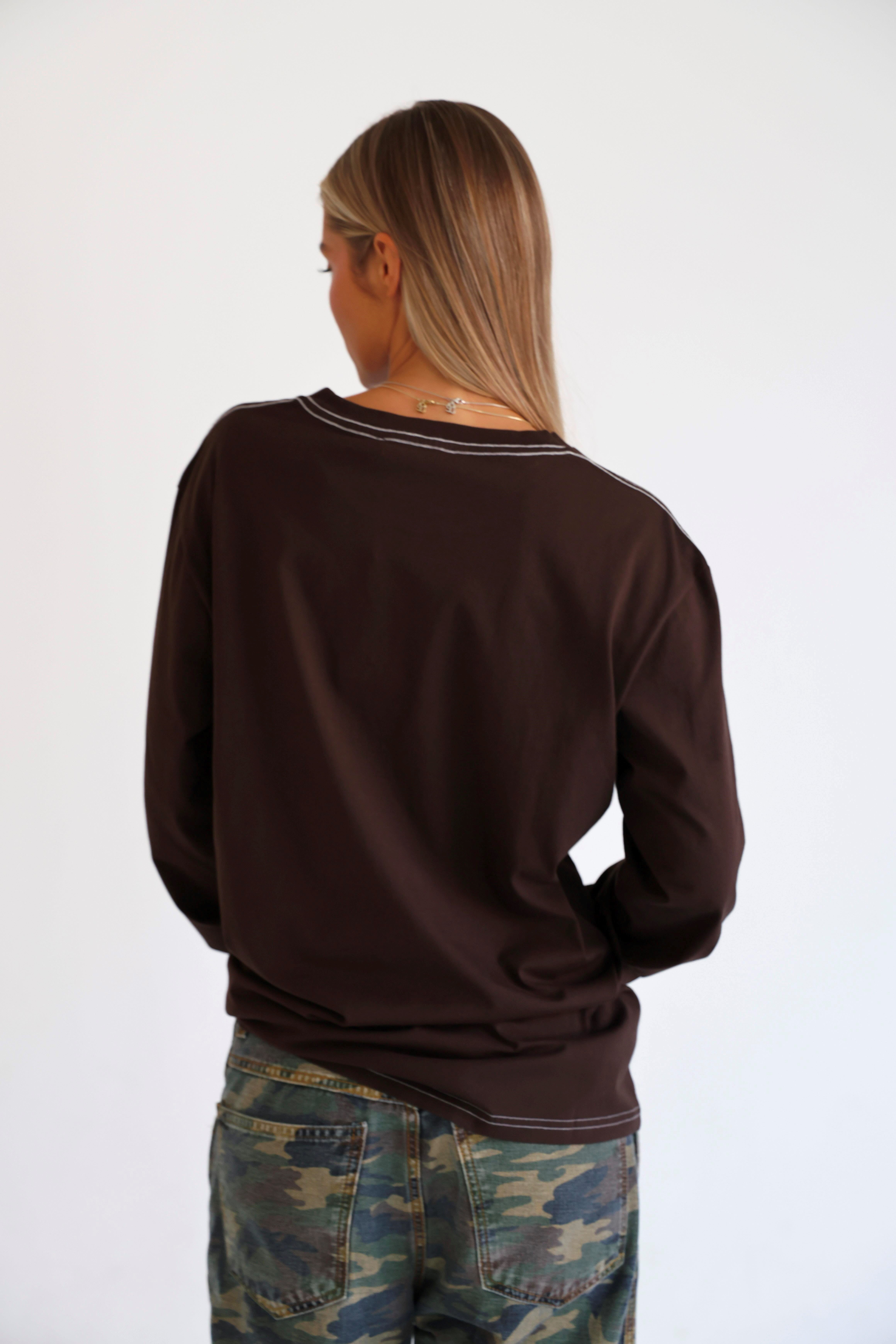 D-Brand, T-Shirts, Polos und Tops, D-Heritage Longsleeve, ESPRESSO, Braun, 212153, 212153-218