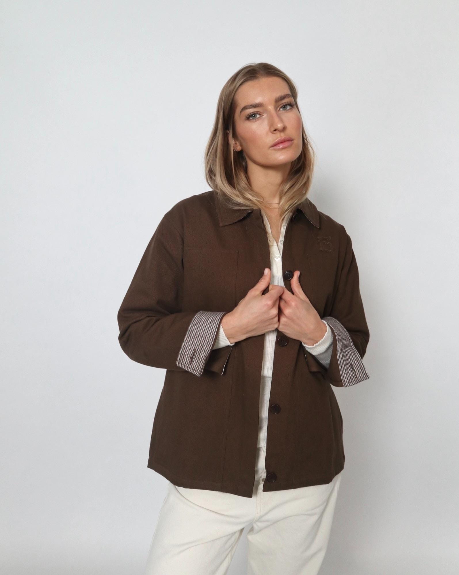 D-Brand, Jackets, Vest, Cardigans, Vintage Twill Jacket, BROWN, Braun, 226501, 226501-201